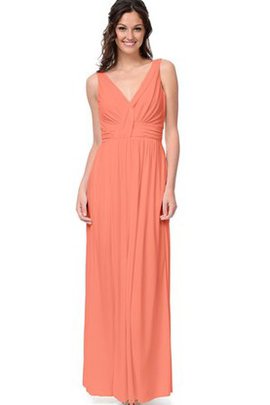 Robe demoiselle d'honneur longue v encolure en chiffon manche nulle