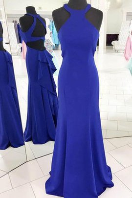 Robe de bal de lotus de dos nu trou serre en satin longueur au ras du sol