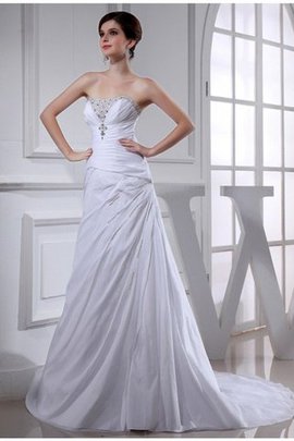 Robe de mariée avec sans manches de princesse avec lacets a-ligne de traîne moyenne