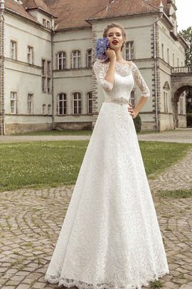 Robe de mariée distinguee avec ruban a-ligne ceinture en étoffe col en bateau