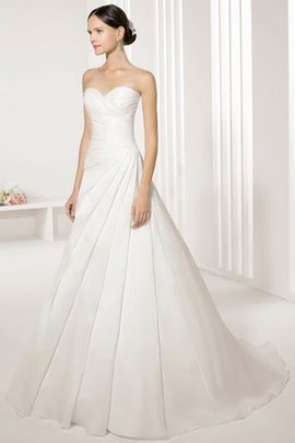 Robe de mariée longue en salle en satin de traîne courte avec sans manches