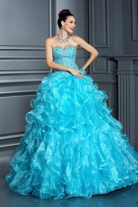 Robe de quinceanera longue de mode de bal manche nulle de tour de ceinture empire cordon