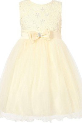 Robe de cortège enfant naturel avec sans manches avec perle ligne a avec manche courte