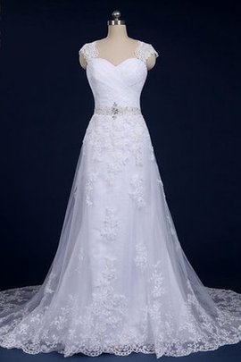 Robe de mariée longue a-ligne avec zip beaded belt de col en cœur