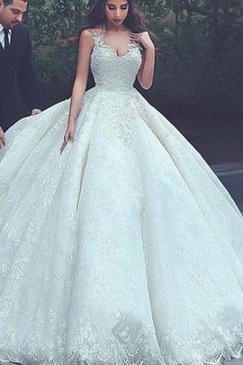 Robe de mariée adorable avec décoration dentelle manche nulle de traîne courte naturel