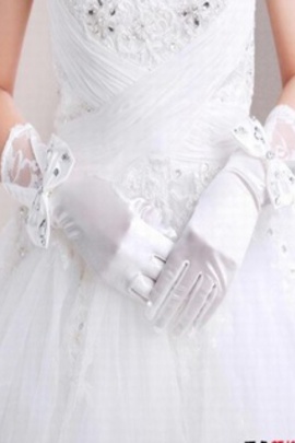 Unique gants en satin avec bowknot blanc chic mariée - photo 2