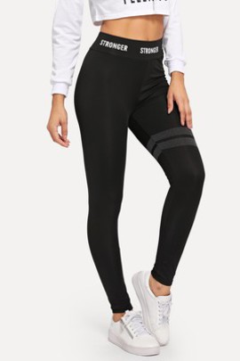 Legging moulant exquis à taille imprimée lettre