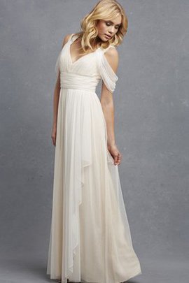 Robe demoiselle d'honneur facile ruché fermeutre eclair avec chiffon v encolure