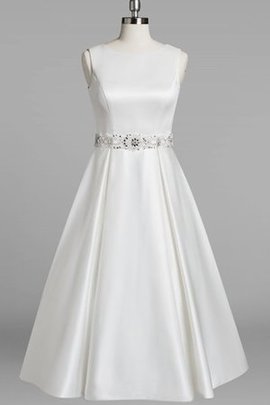 Robe de mariée simple en satin col u profond appliques avec sans manches