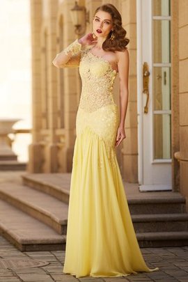 Robe de bal naturel gaine avec décoration dentelle de traîne courte avec manche longue