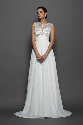 Robe de soirée longue en chiffon col en bateau de princesse appliques