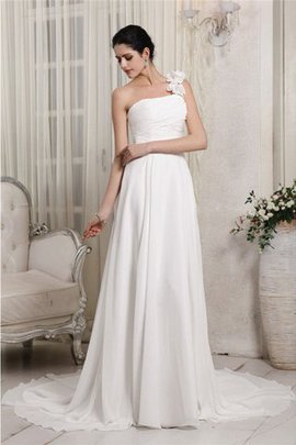 Robe de mariée longue manche nulle d'épaule asymétrique de lotus avec zip