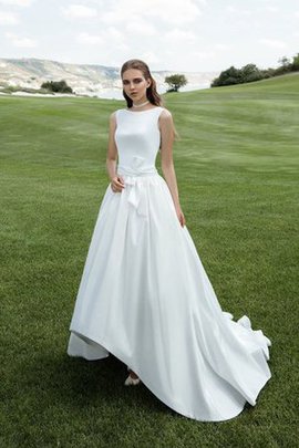 Robe de mariée modeste luxueux avec sans manches a plage avec nœud