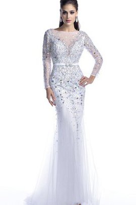 Robe de bal luxueux brillant romantique de col bateau avec perle