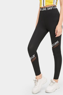 Legging avec pièces glamour transparentes