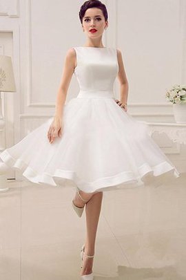 Robe de mariée simple au niveau de genou avec sans manches sans dos avec nœud