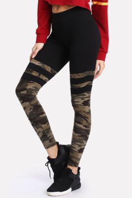 Leggings rayure camouflage imprimé