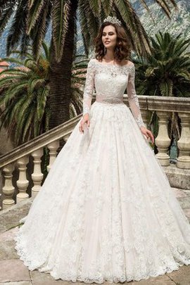 Robe de mariée plissage en plage avec manche longue de traîne moyenne fermeutre eclair