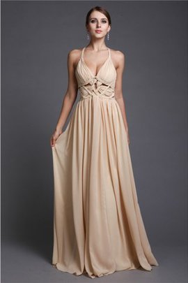 Robe de bal longue de lotus de princesse a-ligne de col en v