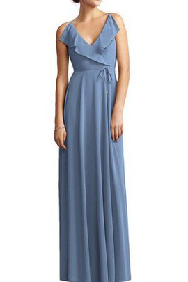 Robe demoiselle d'honneur longue ceinture en chiffon longueur au niveau de sol v encolure