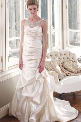 Robe de mariée naturel encolure ronde avec perle ligne a ample