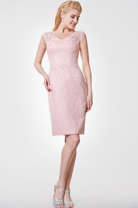 Robe de cocktail naturel en forme au niveau de genou avec manche courte v encolure