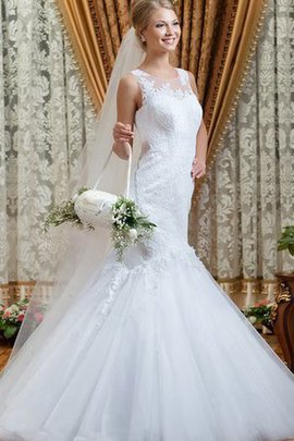 Robe de mariée naturel col u profond manche nulle de sirène textile en tulle