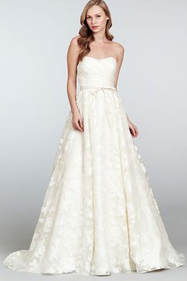 Robe de mariée naturel en organza avec ruban de traîne courte avec nœud