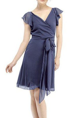 Robe demoiselle d'honneur bref ceinture avec chiffon a-ligne v encolure