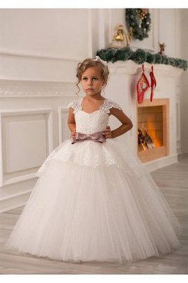 Robe de cortège enfant avec nœud ceinture en étoffe de mode de bal avec ruban en tulle