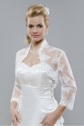 Morden organza blanc dentelle luxueuse ourlet bolero