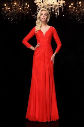 Robe de bal longue gaine jusqu'au sol avec chiffon avec manche longue