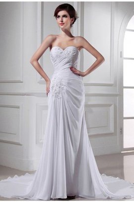 Robe de mariée avec chiffon avec sans manches cordon de sirène de traîne mi-longue