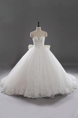 Robe de mariée grandiose longue plissage textile en tulle avec perle