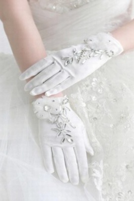 Passionnant avec crystal white satin chic | gants de mariée modernes - photo 2