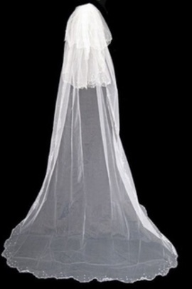 Élégant | modeste luxe pinceau train voile de la mariée joli