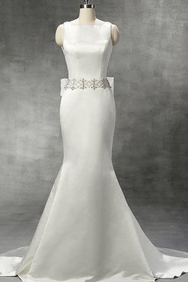 Robe de mariée de sirène longueur mollet manche nulle encolure ronde en organza