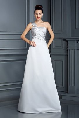 Robe de bal de tour de ceinture empire avec zip en satin jusqu'au sol manche nulle