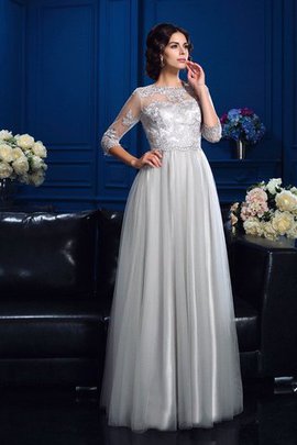 Robe mère de mariée longue encolure ronde jusqu'au sol fermeutre eclair appliques