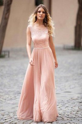 Robe de soirée naturel manche nulle appliques de princesse a-ligne