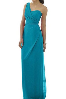 Robe demoiselle d'honneur longue avec chiffon jusqu'au sol gaine d'épaule asymétrique