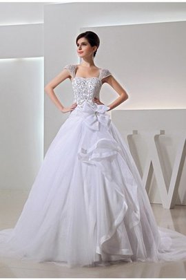 Robe de mariée cordon en organza broder avec sans manches avec perle