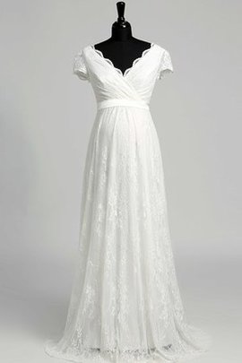 Robe de mariée à la mode simple en dentelle avec manche courte avec ruban