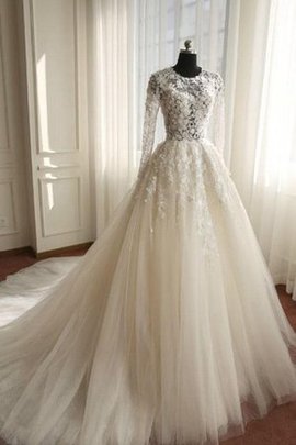 Robe de mariée humble delicat au niveau de cou avec manche longue avec zip