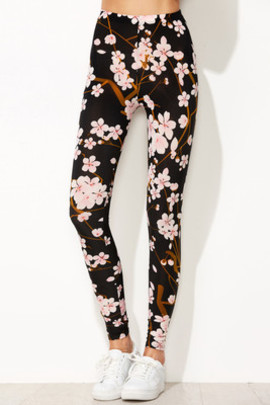 Leggings floral noir exquis imprimé