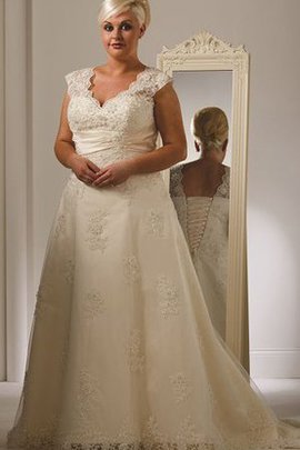 Robe de mariée distinguee cordon de col en v ligne a lache