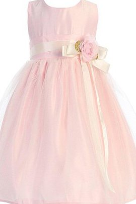 Robe de cortège enfant plissage manche nulle avec fleurs ligne a ceinture