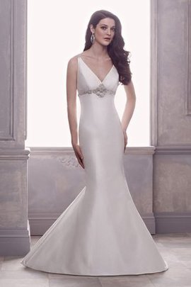 Robe de mariée romantique manche nulle ceinture avec perle avec perle de sirène