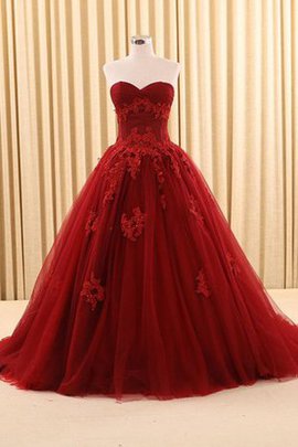 Robe de quinceanera de mode de bal de lotus en dentelle de col en cœur textile en tulle