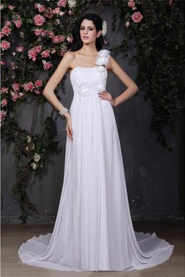 Robe de mariée longue en chiffon avec sans manches de traîne mi-longue de princesse